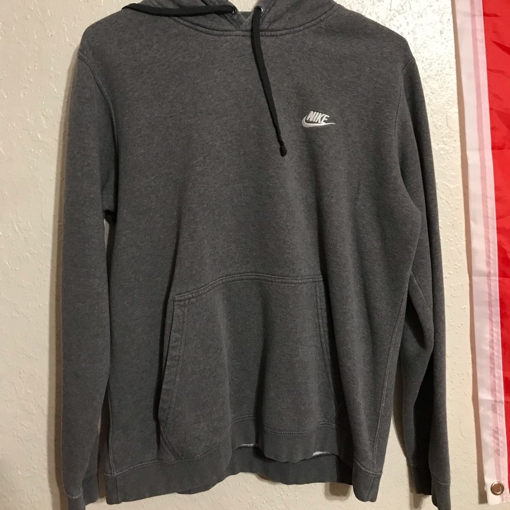 grey “nike” hoodie